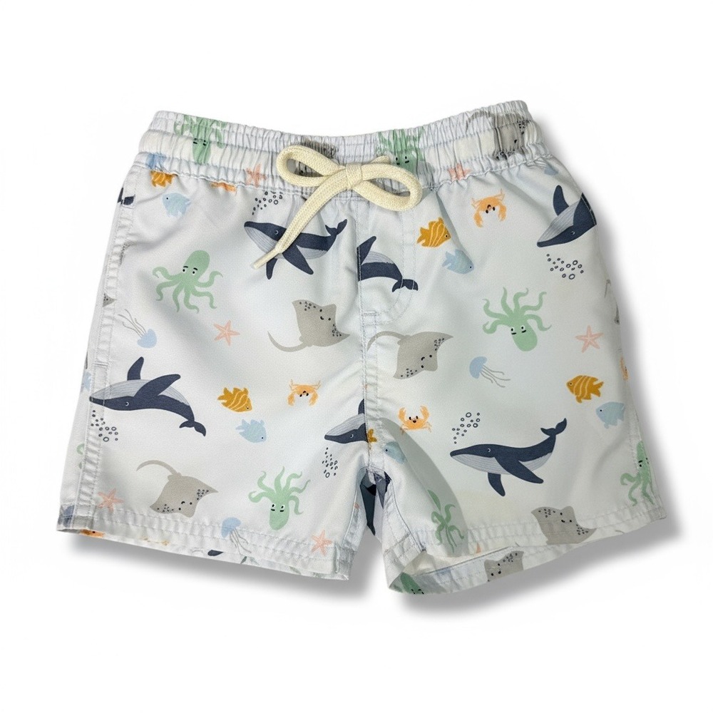 Quince Toddler Swim Trunks 18-24M Under the Sea Print‎ Recycled Eco Beach Shorts